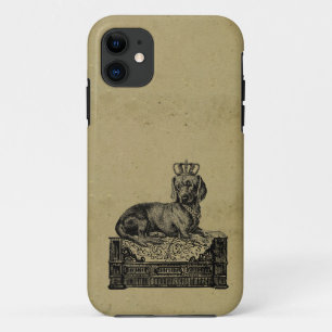Vintager gekrönter Dackelhund, der Shabby Chic Case-Mate iPhone Hülle