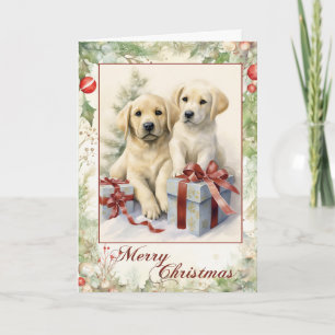 Vintager Gelbe Labrador Weihnachten