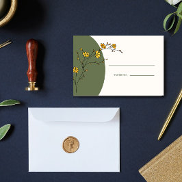 Vintager gelber Blumenrahmen Rustikale Tischnummer Platzkarte