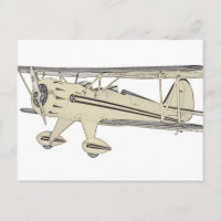 Vintager gelber Waco-Biplane-Stift Zeichnend