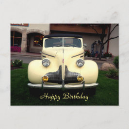 Vintager Gelber Wagen zum Geburtstag Postkarte