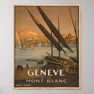Vintager Genfer Mont-Blanc Schweizer Tourismusplak Poster
