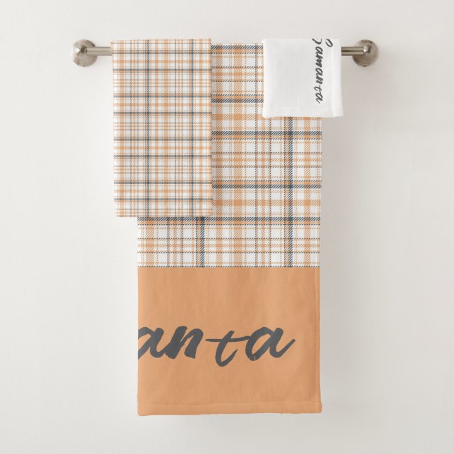 Vintager geometrischer Beige Badhandtuch Set (Insitu)