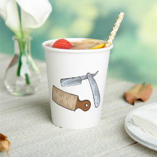 Vintager, gerade Razzia und Strop-Barber-Shop Pappbecher