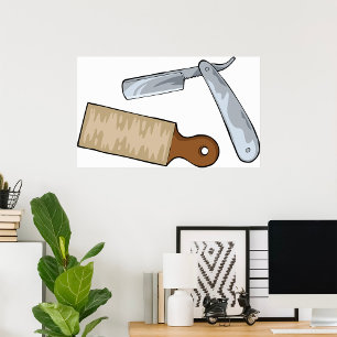 Vintager, gerade Razzia und Strop-Barber-Shop Poster