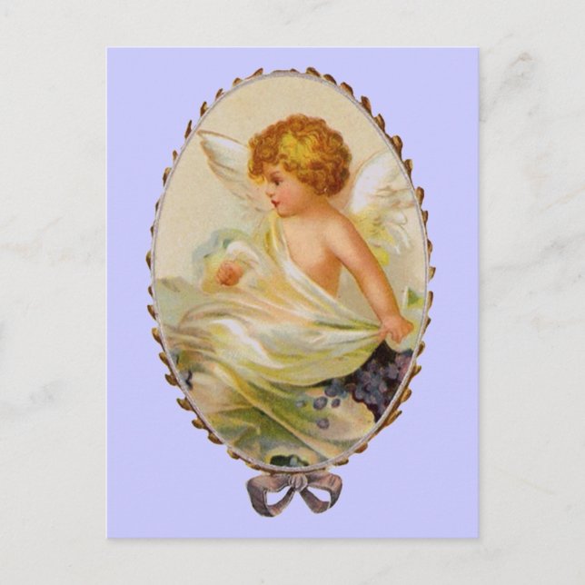 Vintager Gerahmter Cherub Postkarte (Vorderseite)