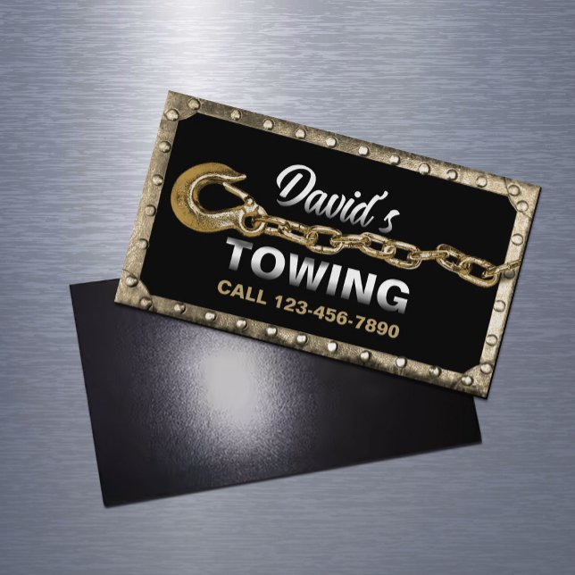 Vintager Gerahmter Schleppdienst für LKW Magnetische Visitenkarte (Von Creator hochgeladen)