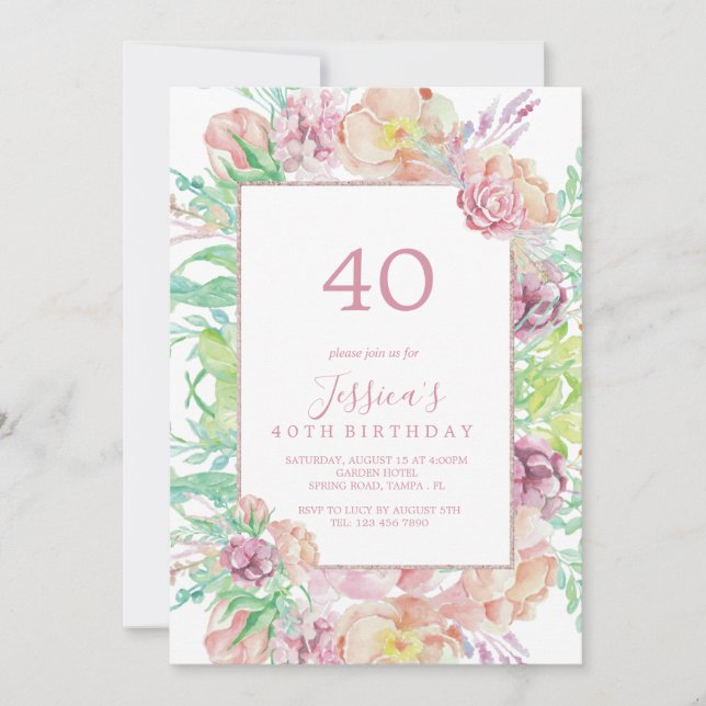 Vintager Gerahmter Summer Bouquet Geburtstag Einladung (Vorderseite)