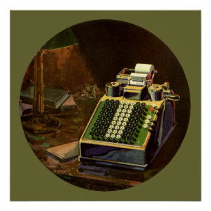 Vintager Geschäfts-Buchhalter, Buchungsmaschine Poster