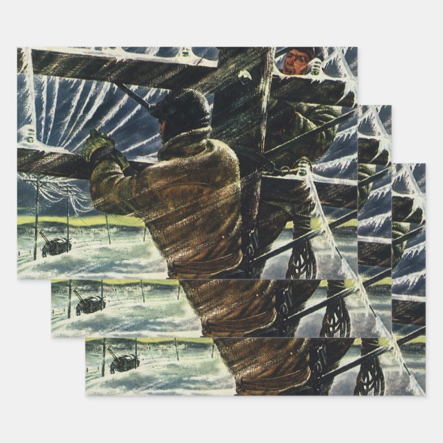 Vintager Geschäftselektriker arbeitet im Schneestu Geschenkpapier Set (Set)