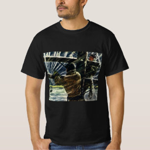Vintager Geschäftselektriker arbeitet im Schneestu T-Shirt