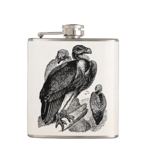 Vintager geselliger Geier-Vogel - Geier-Schablone Flachmann