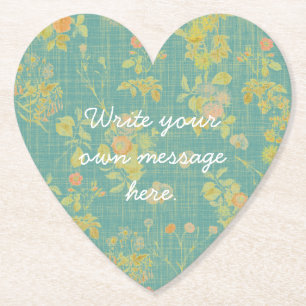 Vintager, gestörter, Aquamariner, floraler Text Untersetzer