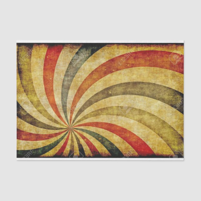 Vintager, gestörter Circus Karneval Streifen Multi Seidenpapier (Vorderseite)