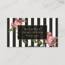 Vintager gestreifter Salon Schwarz und Elfenbein