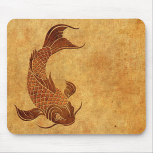 Vintager getragener Koi Fisch-Entwurf Mousepad