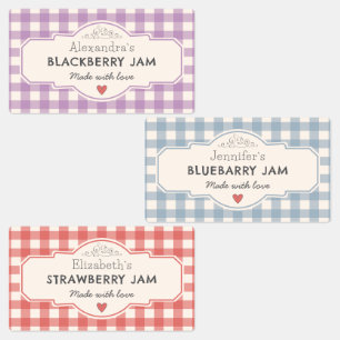 Vintager Gingham aus Liebe Jar Etiketten