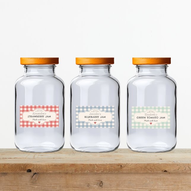 Vintager Gingham aus Liebe Jar Etiketten (Vintage Gingham Made With Love Jar Labels)