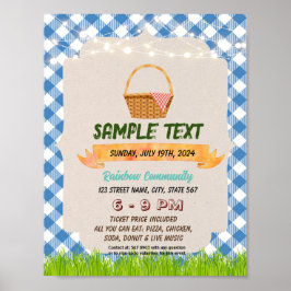 Vintager Gingham Picknick-Thema Flyer Poster