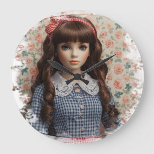 Vintager Girl Doll Core Whimsical Große Wanduhr