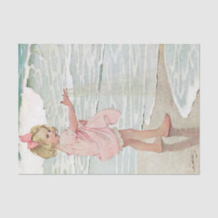 Vintager Girl Sandy Beach Wassersee Seidenpapier