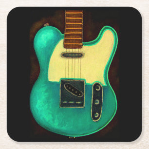 VINTAGER GITARREN-MALEREI-PAPIER-UNTERSETZER RECHTECKIGER PAPPUNTERSETZER