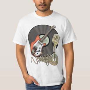 Vintager Gitarren-und Mikrofon-Entwurf T-Shirt