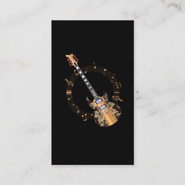 Vintager Gitarrenspieler Blumenmusiker Kunst Visitenkarte (Vorderseite)