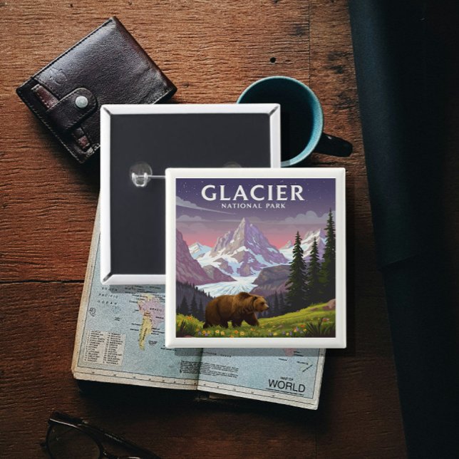 Vintager Glacier-Nationalpark Button (Von Creator hochgeladen)