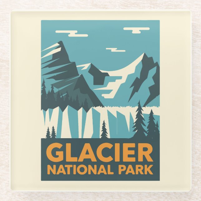Vintager Glacier-Nationalpark Glasuntersetzer (Vorderseite)