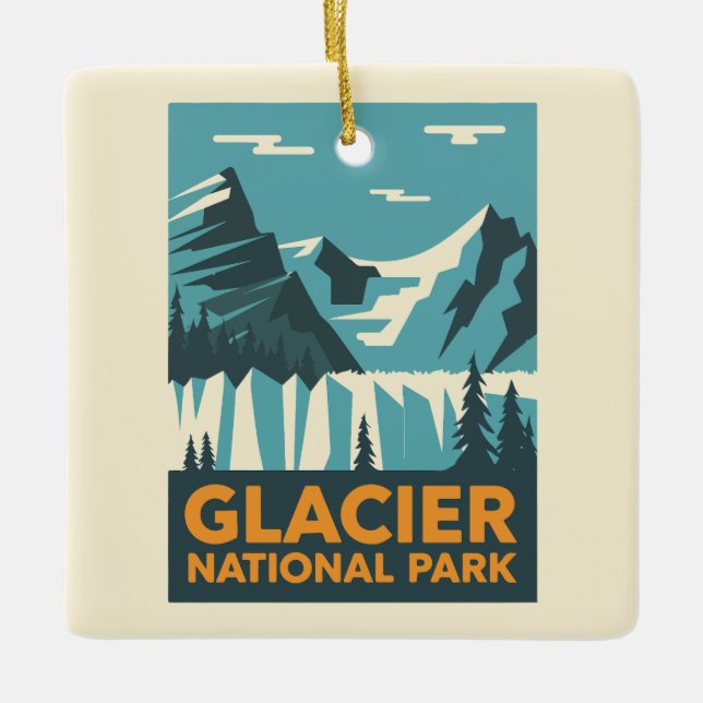 Vintager Glacier-Nationalpark Keramikornament (Vorderseite)