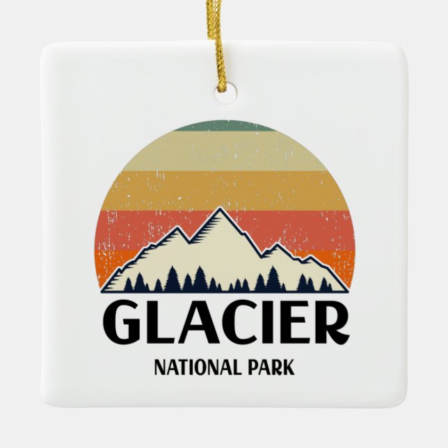 Vintager Glacier-Nationalpark Keramikornament (Vorderseite)