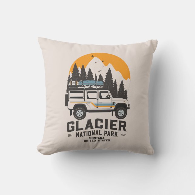 Vintager Glacier Nationalpark Locarno Kissen (Vorderseite)