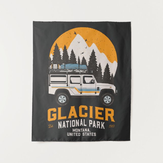 Vintager Glacier Nationalpark Locarno Wandteppich (Vorderseite)
