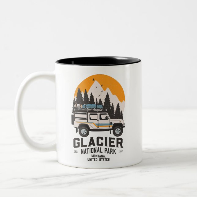 Vintager Glacier Nationalpark Locarno  Zweifarbige Tasse (Links)