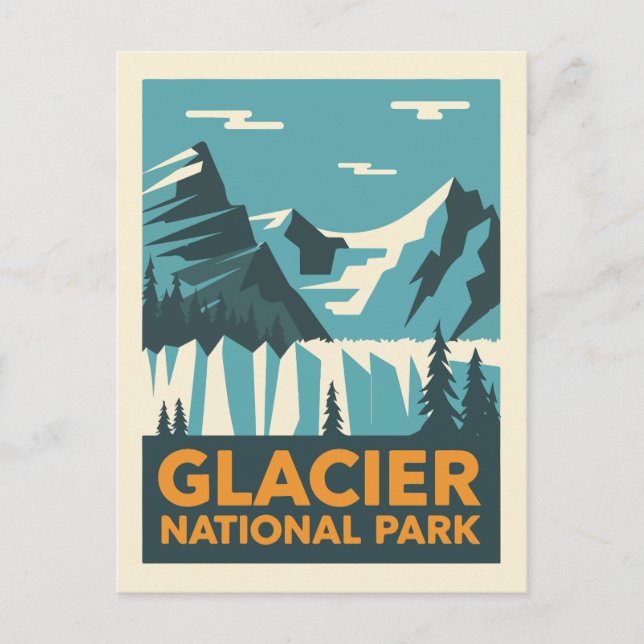 Vintager Glacier-Nationalpark Postkarte (Vorderseite)