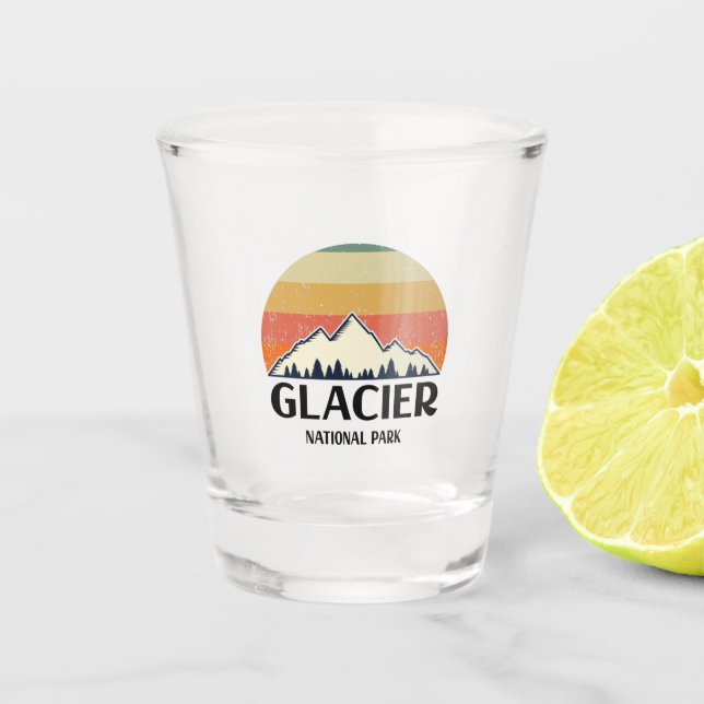 Vintager Glacier-Nationalpark Schnapsglas (Vorderseite)