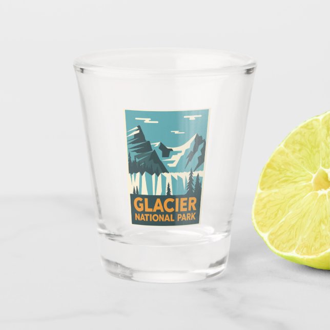 Vintager Glacier-Nationalpark Schnapsglas (Vorderseite)