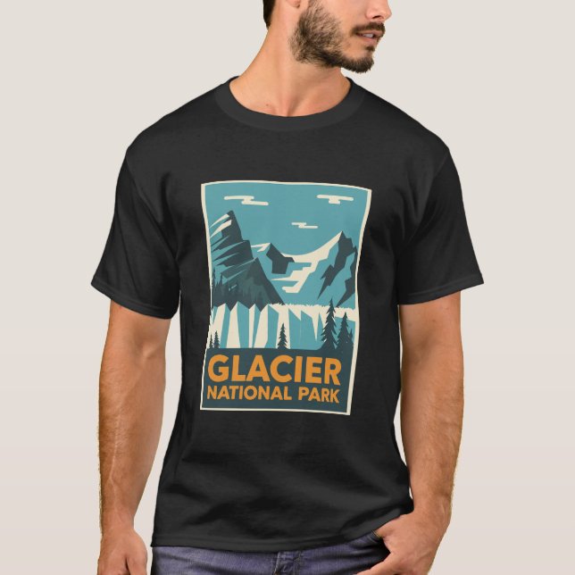 Vintager Glacier-Nationalpark T-Shirt (Vorderseite)