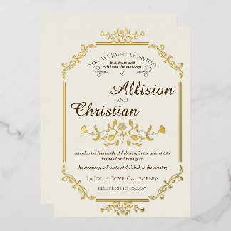 Vintager Glam Wedding Gold Foil Einladung
