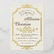 Vintager Glam Wedding Gold Foil Einladung