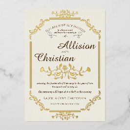 Vintager Glam Wedding Gold Foil Einladung