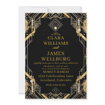 Vintager Glamour Art Deco Hochzeit Einladung