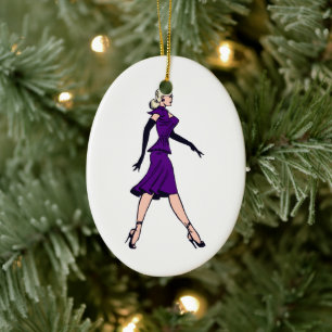 Vintager Glamour Girl, Retro Blond Secretary Keramikornament