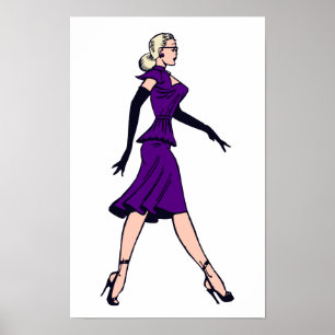 Vintager Glamour Girl, Retro Blond Secretary Poster