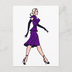 Vintager Glamour Girl, Retro Blond Secretary Postkarte