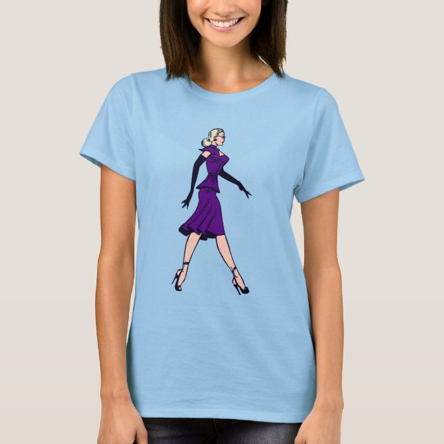 Vintager Glamour Girl, Retro Blond Secretary T-Shirt (Vorderseite)