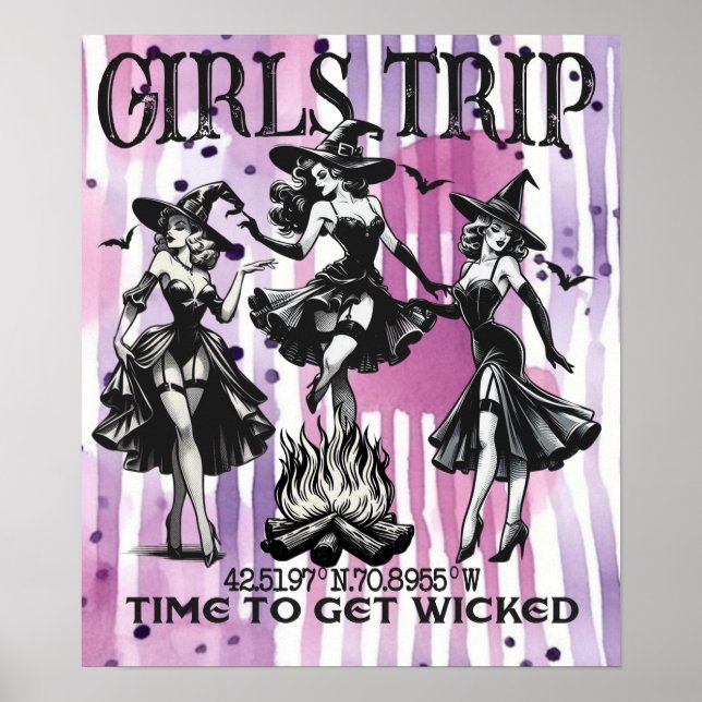 Vintager Glamour Hexe "Girls Trip" Tanzende Party Poster (Vorne)