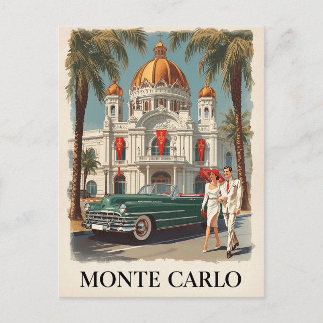 Vintager Glamour Monte Carlo Postkarte (Vorderseite)