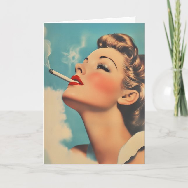 Vintager Glamour Rauchen und Einladung (Vorderseite)